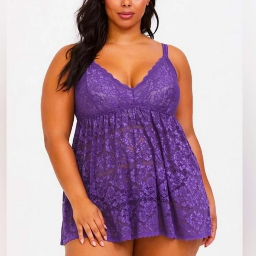 Torrid Simply Lace Babydoll - Purple Size 0/L/12 - Picture 1 of 12